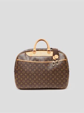 Louis Vuitton Monogram Brown Canvas Travel Satchel with Tan Trim